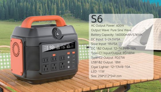 600W/576wh аварийная электростанция для решения подачи электроэнергии на улице и в домашних условиях