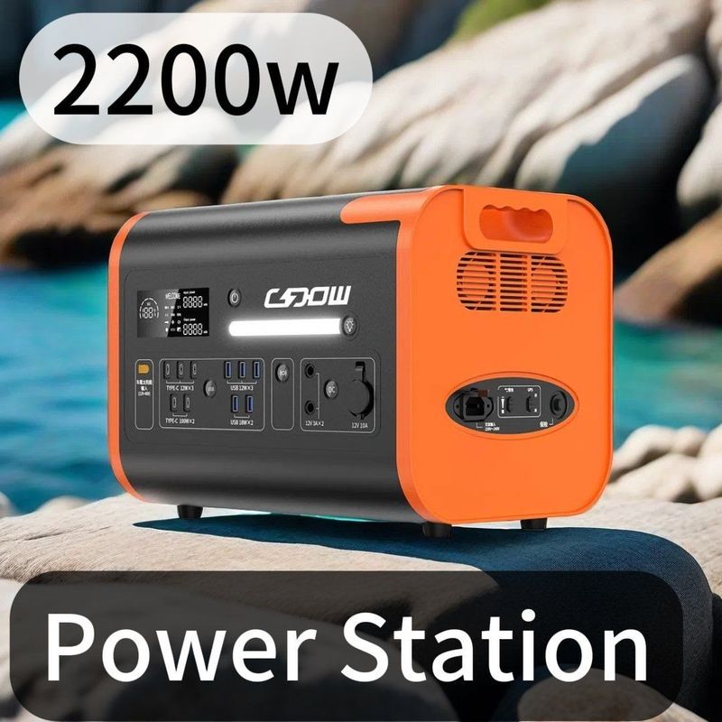 Беспроводная зарядка солнечная портативная мощность 2200W Мобильная сторона ожидания для черного автомобильного кемпинга