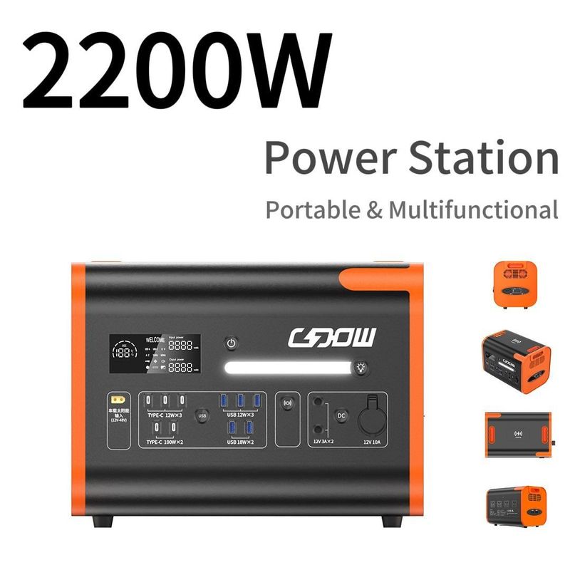 2200W/40ah Внешний кемпинг Аварийный портативный резервный аккумулятор Электростанция Долговечная