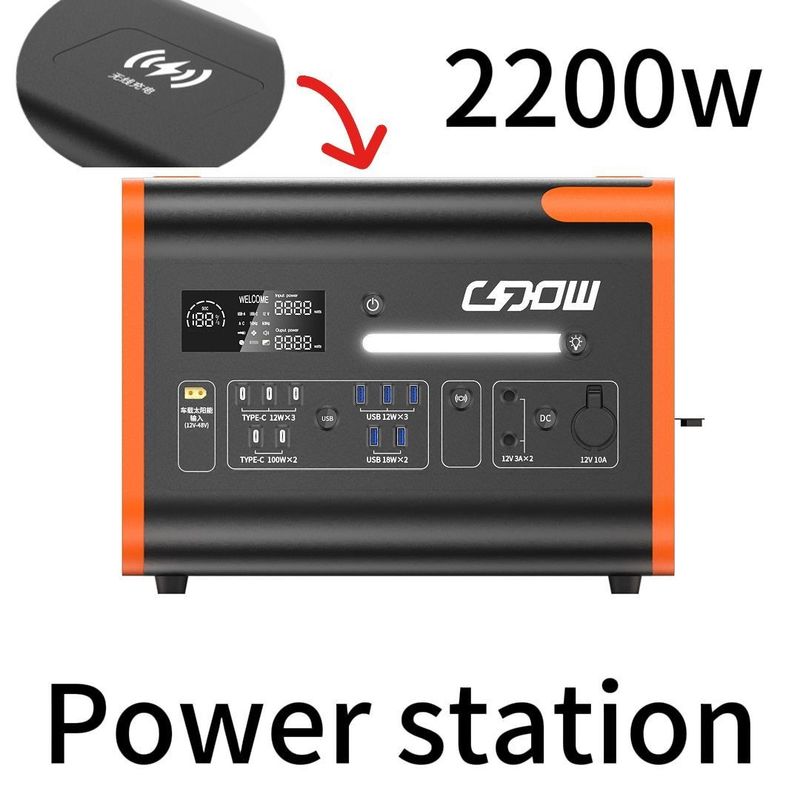 1800W-2400W Черный генератор экстренной энергии с инвертором переменного тока и постоянного тока для деятельности на открытом воздухе