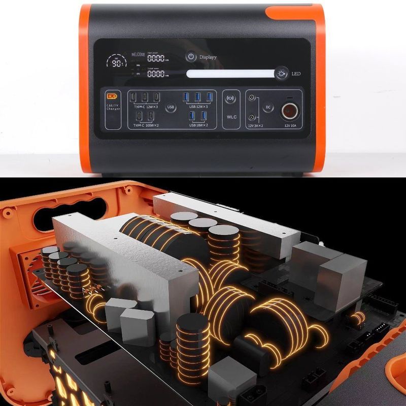 2200W40ah Беспроводная зарядка Солнечная электростанция для хранения энергии в горячем оранжевом цвете с черным