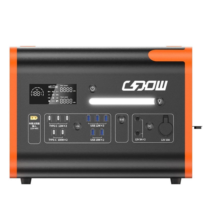 LiFePO4 Энергия 2200W/2400W Солнечный генератор портативная электростанция Продолжительность жизни 2000 раз