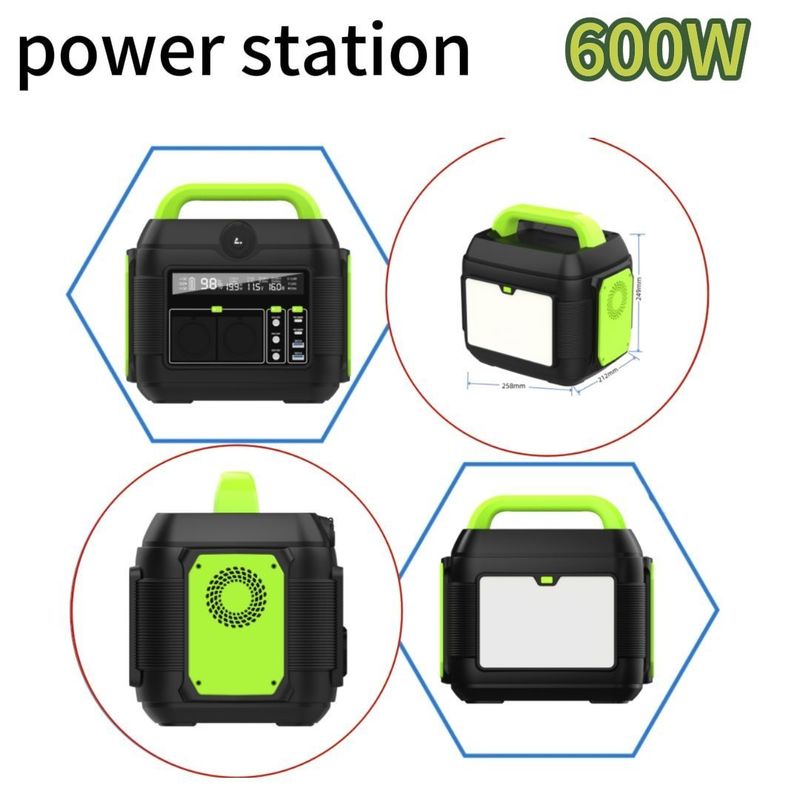 110V/220V Поддержка портативной электростанции с выходом 600W/1500W и выходом постоянного тока 12-13V 10A
