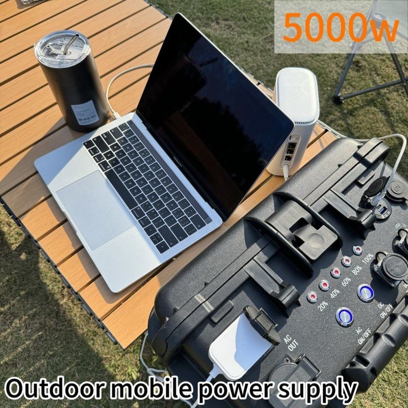 Дом Внешний AC LiFePO4 Солнечный генератор 5000W Электростанция в черном цвете от ODM / OEM