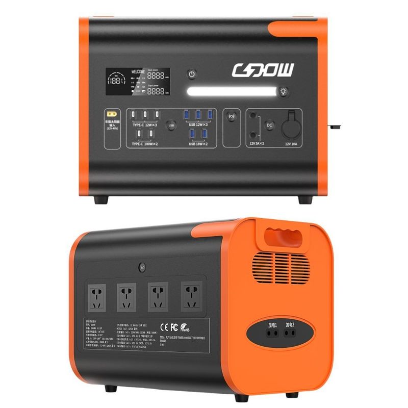 Оранжевый Черный 2200W/2048wh AC Чистый синус волны солнечный генератор Электростанция для кемпинга
