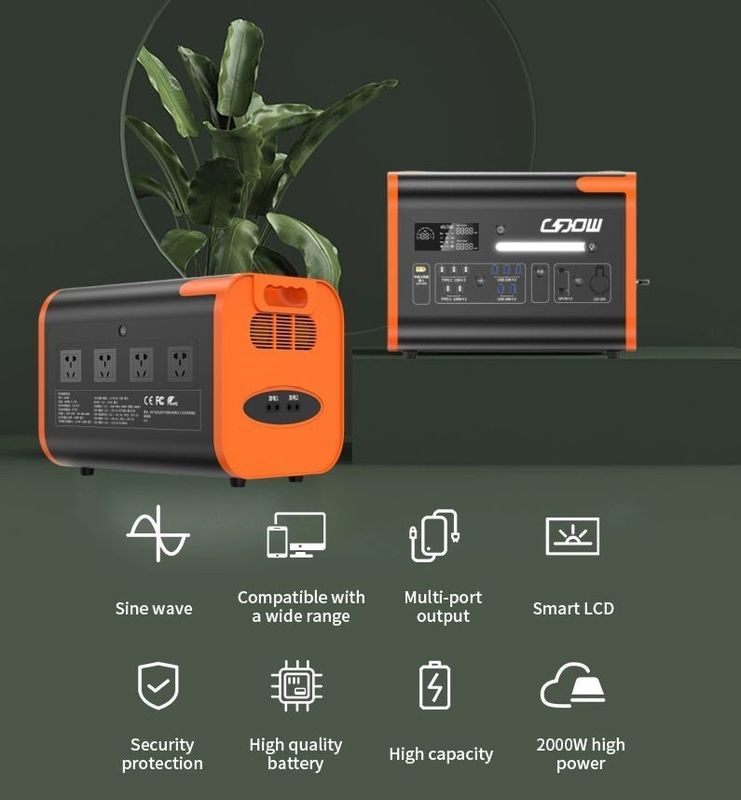 AT22 Солнечный генератор 2200W 220V 110V LiFePO4 портативная солнечная электростанция Оранжевый Черный
